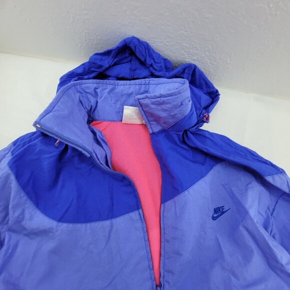 Vtg Nike Hooded Track Jacket Womens M Pink Purple Windrunner Full Zip Windbreake - Picture 11 of 16